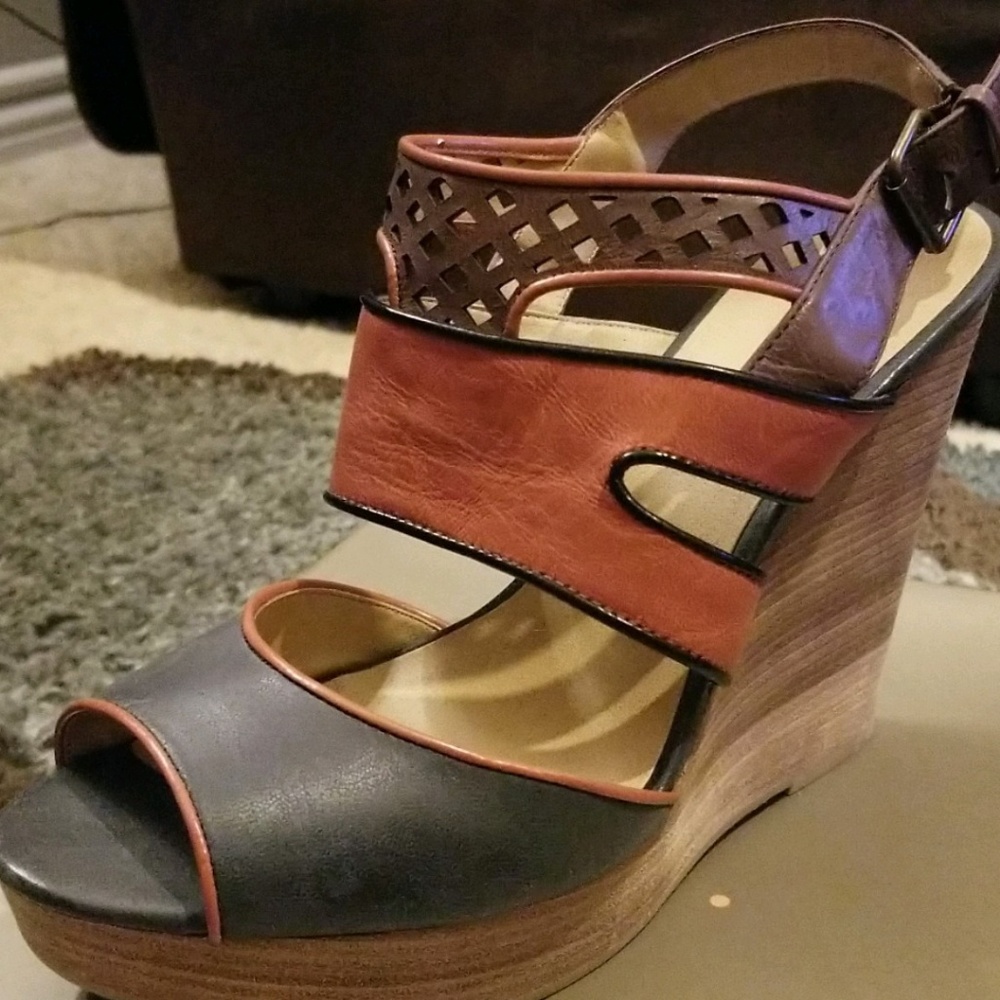 Desert Multi color wedge sandal (never worn)